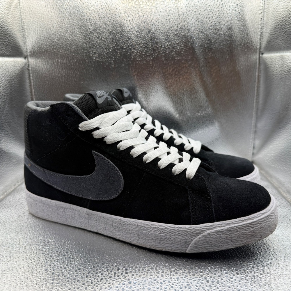 Size 10 Nike SB Zoom Blazer Mid Mens Black Grey Excellent Suede Skate Shoes